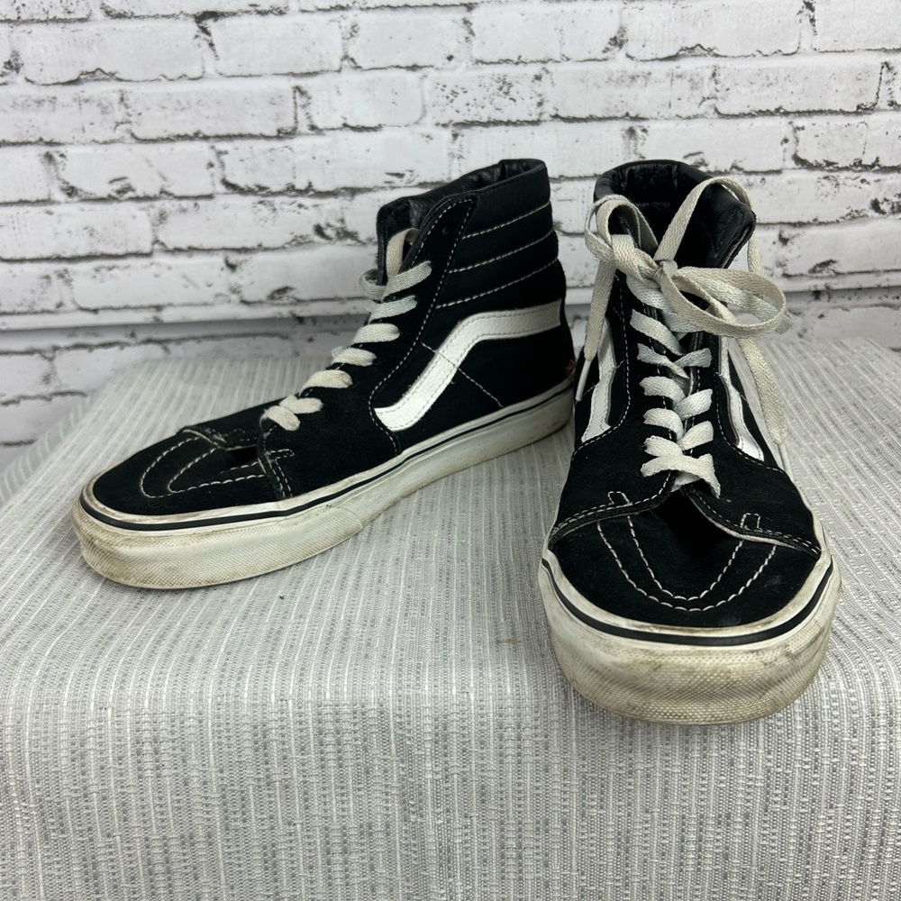 Vans | black sk8 high top skate shoes sneakers size 8.5 - Picture 2 of 8